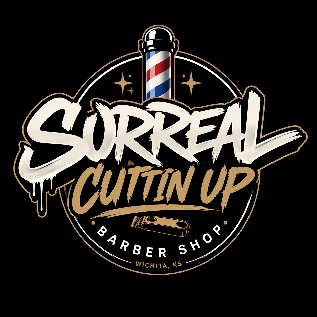 Surreal Cuttin Up Barbershop logo